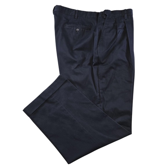 Berle Other - BERLE Suit Pants Mens 40x32 Blue Cotton Blend Classic Straight Belted Fit